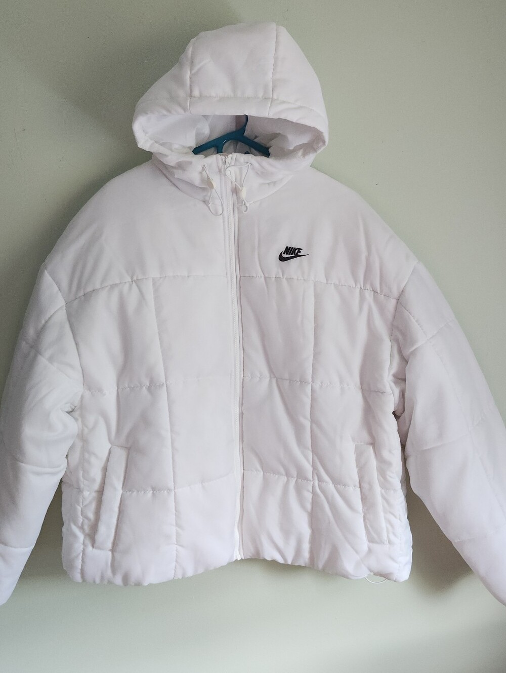 NIKE Therma Fit Classic Hooded Zip Puffer Jacket FB7672-100 Womens White Size XL
